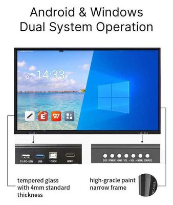 高品質のインタラクティブなタッチスクリーン ホワイトボード デモンストレーションボード 55 インチ Android 13.0 システム バージョン
