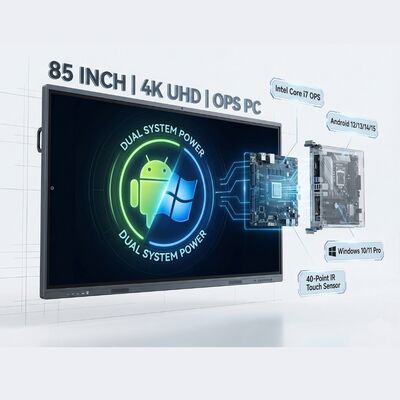 インタラクティブなタッチスクリーンホワイトボード 85 インチ RK3588 オクタコアプロセッサと16GB RAMを搭載